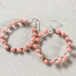 Sterling Silver Pink Coral Loop earrings